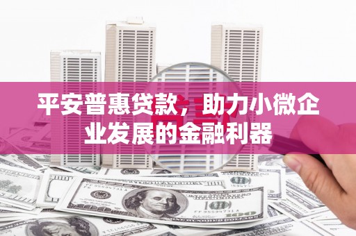 叠彩平安普惠贷款，助力小微企业发展的金融利器